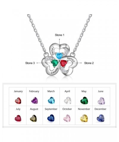 Personalized Mothers Necklace for Mom with 3 Birthstones Custom Mother Daughter Necklace Mother's Heart Name Necklace for 3 F...