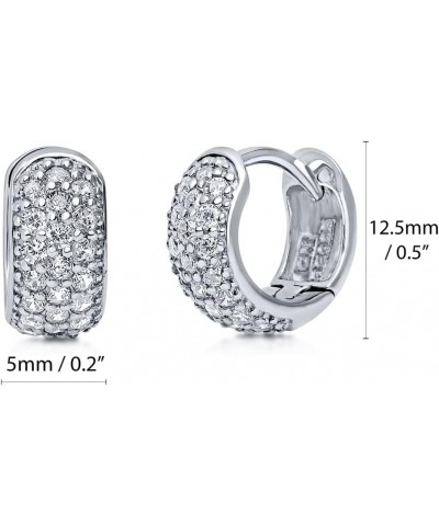 Sterling Silver Dome Cubic Zirconia CZ Small Fashion Hoop Huggie Earrings for Women, 0.5 Rhodium Plated $30.77 Earrings