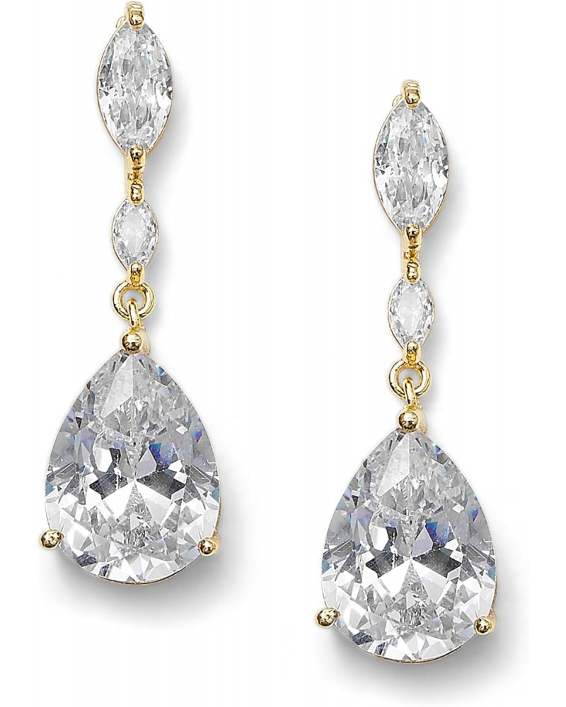 Gold Cubic Zirconia Crystal Teardrop Dangle Bridal Earrings for Wedding, Bridesmaids, Prom Gift $11.75 Earrings