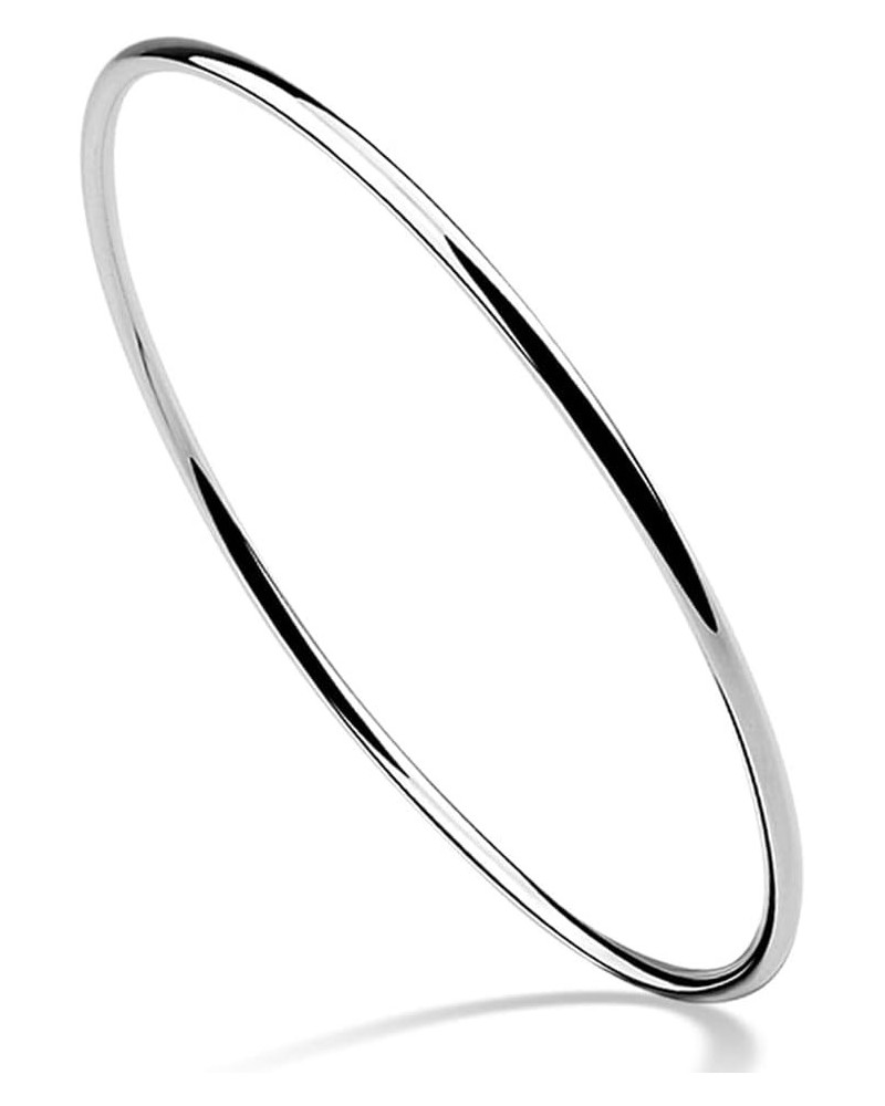 3 Colors 925 Sterling Silver Classical 2MM Simple Plain Polished Round Circle Bangle Bracelet 7.5" 8" 8.5" for Women Girls Si...