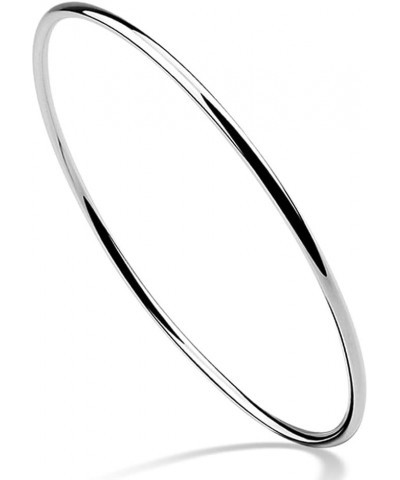 3 Colors 925 Sterling Silver Classical 2MM Simple Plain Polished Round Circle Bangle Bracelet 7.5" 8" 8.5" for Women Girls Si...