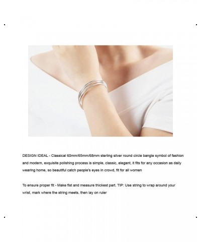 3 Colors 925 Sterling Silver Classical 2MM Simple Plain Polished Round Circle Bangle Bracelet 7.5" 8" 8.5" for Women Girls Si...