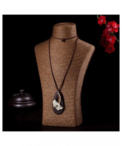 Womens Pendant Necklace Wood Handmade Jewelry Long Rope Sweater Necklace for Woman R9-MFZ2-APQF $7.79 Necklaces