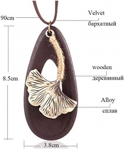 Womens Pendant Necklace Wood Handmade Jewelry Long Rope Sweater Necklace for Woman R9-MFZ2-APQF $7.79 Necklaces