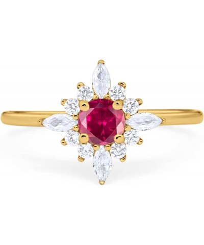 Cluster Wedding Engagement Ring Marquise Round Cubic Zirconia 925 Sterling Silver Choose Color Yellow Tone, Simulated Ruby CZ...