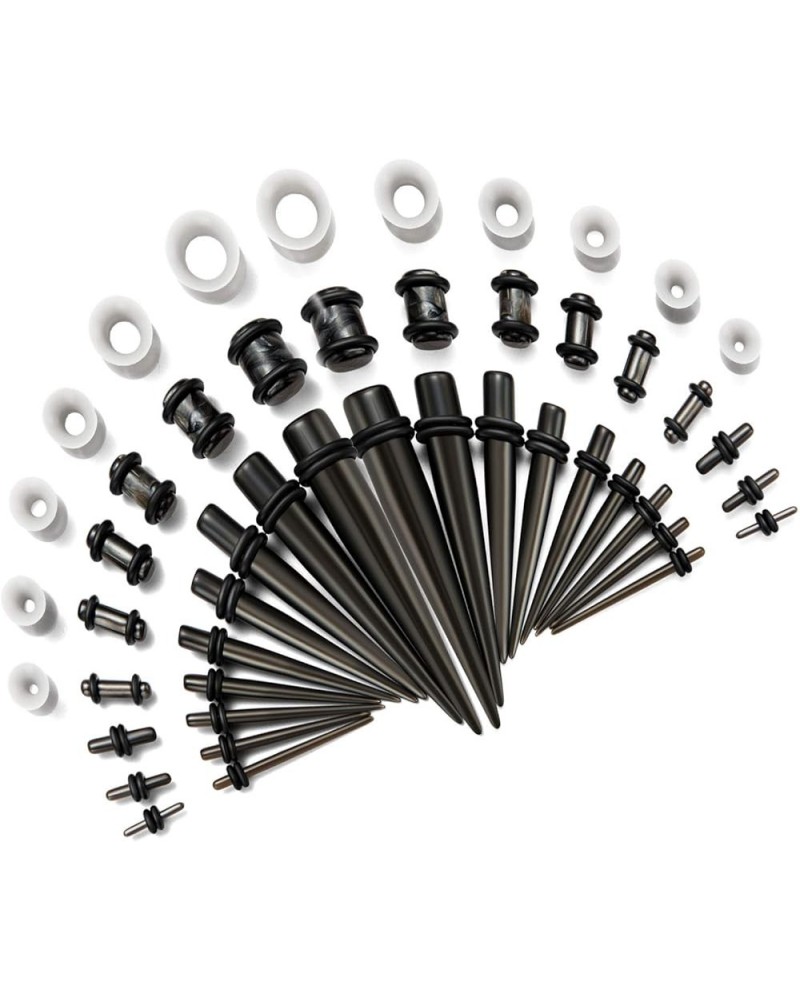 Acrylic Ear Stretching Kit Tapers Plugs Silicone Tunnels Gauges Expander 14G-00G Jewelry 50 Pieces Set Gray $8.09 Body Jewelry