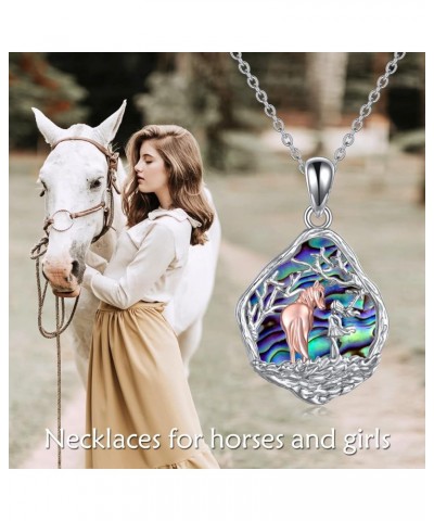 Wolf Horse Necklace Sterling Silver Animal Wolf/Horse Jewelry Gifts for Women Teens Mom Birthday Christmas Style 11-Abalone S...