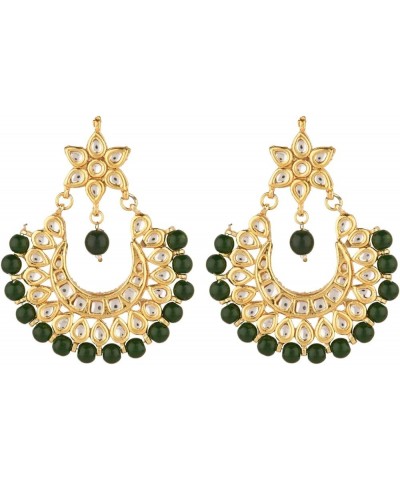 Indian Bollywood Traditional Wedding Crystal Pearl Tassel Chandelier Chandbali Earrings Jewelry Set Green (Gold) $9.69 Earrings