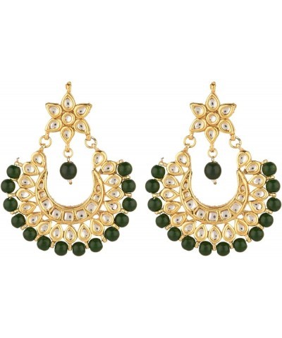 Indian Bollywood Traditional Wedding Crystal Pearl Tassel Chandelier Chandbali Earrings Jewelry Set Green (Gold) $9.69 Earrings