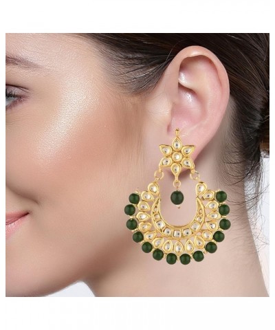 Indian Bollywood Traditional Wedding Crystal Pearl Tassel Chandelier Chandbali Earrings Jewelry Set Green (Gold) $9.69 Earrings