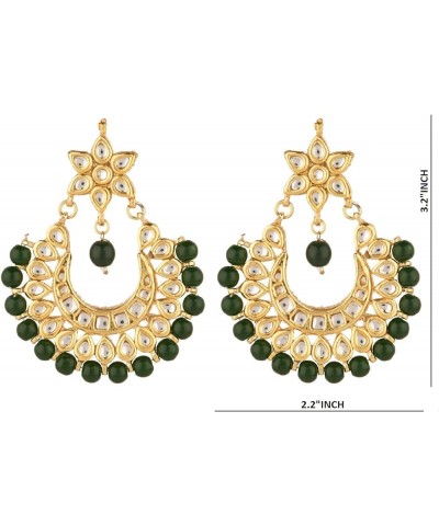 Indian Bollywood Traditional Wedding Crystal Pearl Tassel Chandelier Chandbali Earrings Jewelry Set Green (Gold) $9.69 Earrings