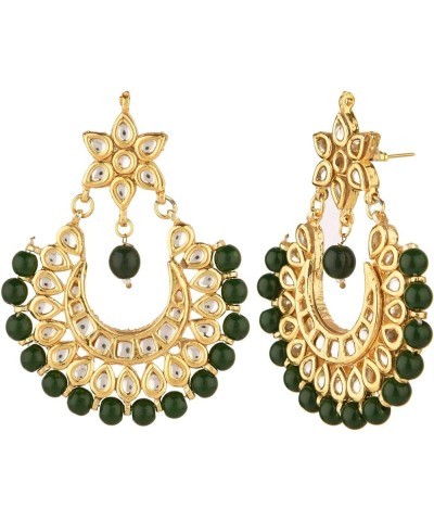 Indian Bollywood Traditional Wedding Crystal Pearl Tassel Chandelier Chandbali Earrings Jewelry Set Green (Gold) $9.69 Earrings