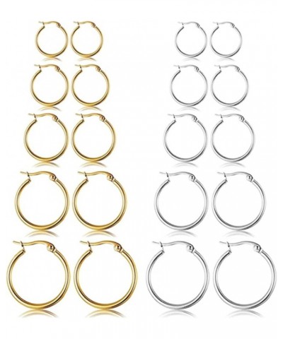 10 Pairs Silver Hoop Earrings Set for Women Surgical Steel Hoop Earrings Lightweight Hypoallergenic Tiny Small Hoops For Girl...