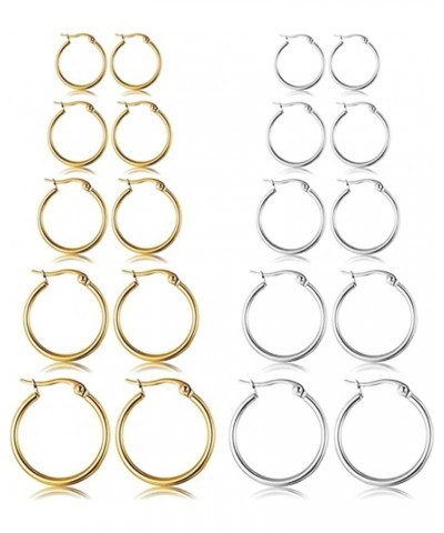 10 Pairs Silver Hoop Earrings Set for Women Surgical Steel Hoop Earrings Lightweight Hypoallergenic Tiny Small Hoops For Girl...