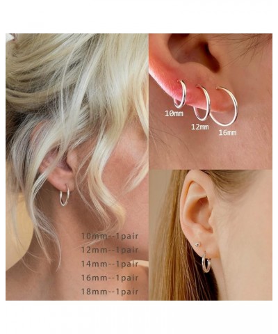 10 Pairs Silver Hoop Earrings Set for Women Surgical Steel Hoop Earrings Lightweight Hypoallergenic Tiny Small Hoops For Girl...