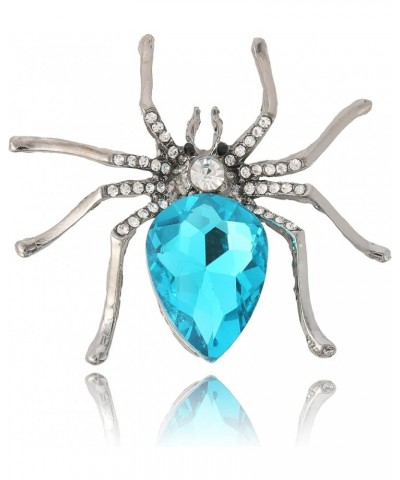 Rhinestone Halloween Spider Shape Brooch Pins for Women Girls Gift A-silvery-blue $8.84 Brooches & Pins