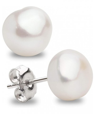 Women Pearl Stud Earring Freshwater Cultured Pearl | Baroque Shape | Sterling Silver 925, Available in 5 Sizes From 9-10 mm u...