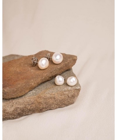 Women Pearl Stud Earring Freshwater Cultured Pearl | Baroque Shape | Sterling Silver 925, Available in 5 Sizes From 9-10 mm u...