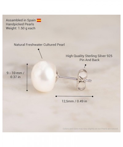 Women Pearl Stud Earring Freshwater Cultured Pearl | Baroque Shape | Sterling Silver 925, Available in 5 Sizes From 9-10 mm u...