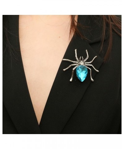 Rhinestone Halloween Spider Shape Brooch Pins for Women Girls Gift A-silvery-blue $8.84 Brooches & Pins