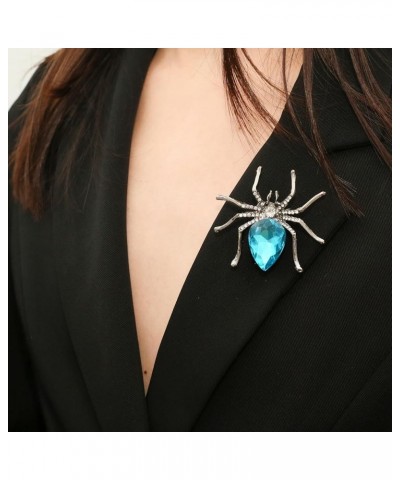 Rhinestone Halloween Spider Shape Brooch Pins for Women Girls Gift A-silvery-blue $8.84 Brooches & Pins