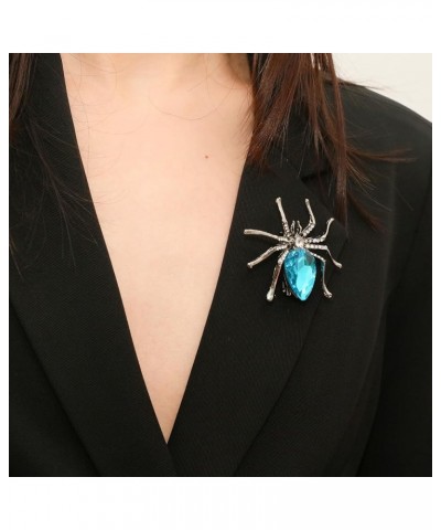 Rhinestone Halloween Spider Shape Brooch Pins for Women Girls Gift A-silvery-blue $8.84 Brooches & Pins