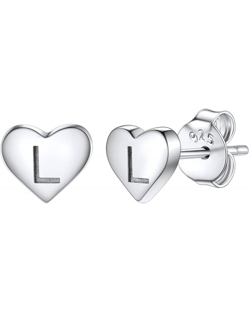 925 Sterling Silver Heart Letter Stud Earrings for Women Initial Earring for Girls with Gift Packaging L $10.06 Earrings