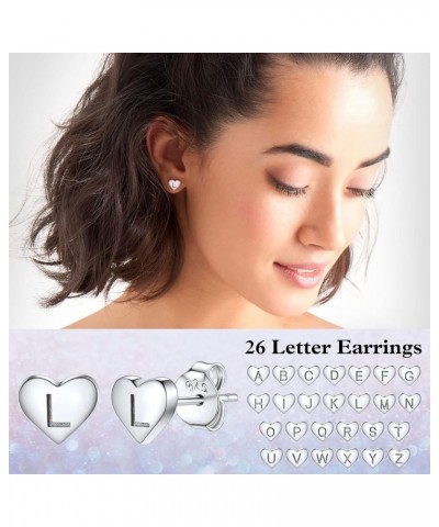 925 Sterling Silver Heart Letter Stud Earrings for Women Initial Earring for Girls with Gift Packaging L $10.06 Earrings