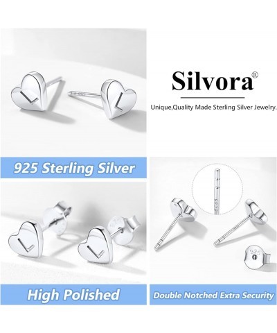 925 Sterling Silver Heart Letter Stud Earrings for Women Initial Earring for Girls with Gift Packaging L $10.06 Earrings