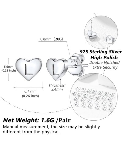 925 Sterling Silver Heart Letter Stud Earrings for Women Initial Earring for Girls with Gift Packaging L $10.06 Earrings