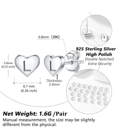 925 Sterling Silver Heart Letter Stud Earrings for Women Initial Earring for Girls with Gift Packaging L $10.06 Earrings