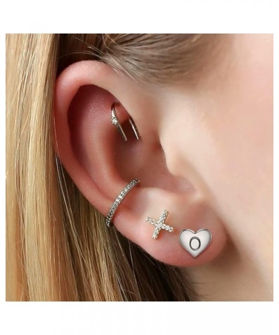 925 Sterling Silver Heart Letter Stud Earrings for Women Initial Earring for Girls with Gift Packaging L $10.06 Earrings