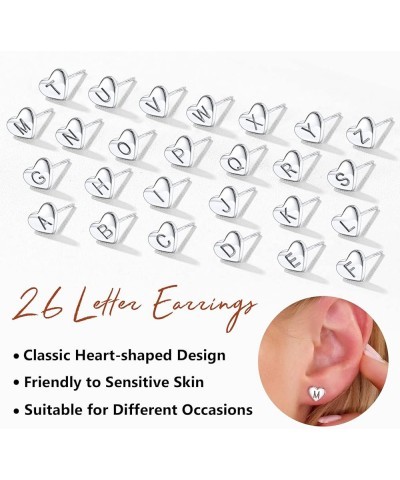 925 Sterling Silver Heart Letter Stud Earrings for Women Initial Earring for Girls with Gift Packaging L $10.06 Earrings