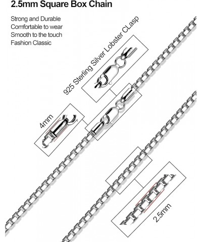 925 Sterling Silver 2/2.5mm Black Box Chain for Men Square Box Link Chain Necklace for Women 16-30 Inches 26 2.5mm Silver $13...