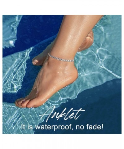 14K Gold Plated Anklet for Women Waterproof Summer Beach Link Chain Anklet Bracelet Adjustable Size for Large Ankle 01.5mm ma...