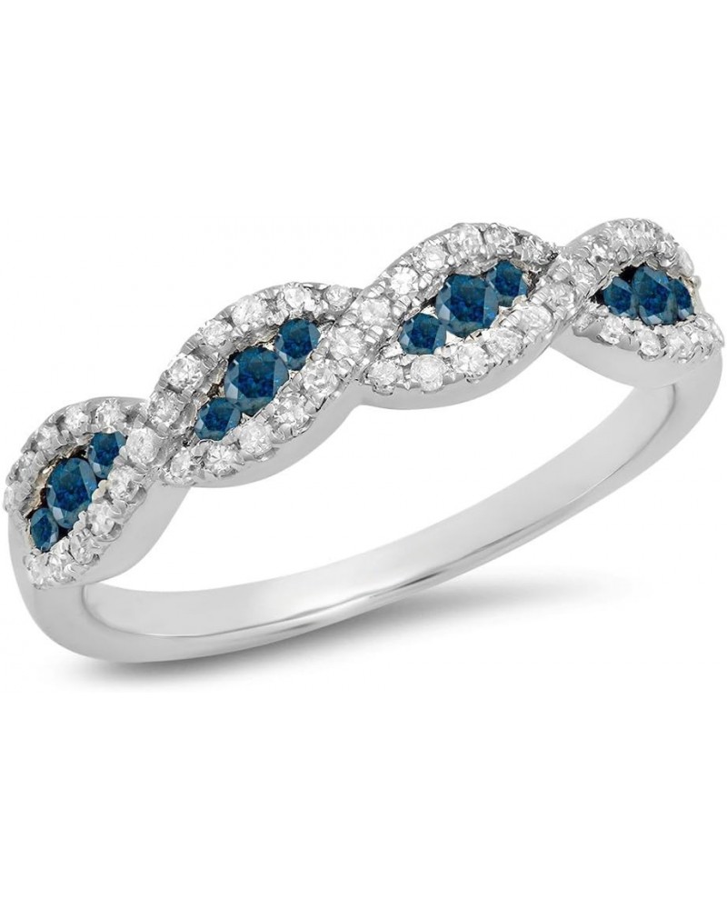 0.35 Carat (ctw) 10K Gold Round Blue & White Diamond Bridal Stackable Wedding Band 1/3 CT 8 White Gold $136.96 Bracelets