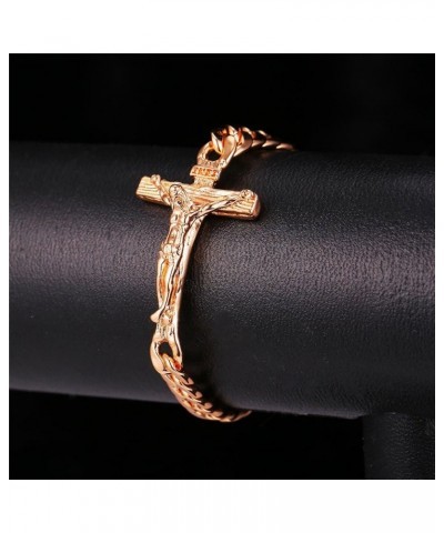 Christian Bracelets Stainless Steel 18K Gold Plated Cross Bracelet, Saint Bendict Bracelet, Rosary Bracelets for Men Women Cr...