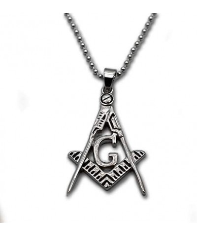 Square & Compass Masonic Necklace - [Silver & Black][2'' Tall] $9.44 Necklaces