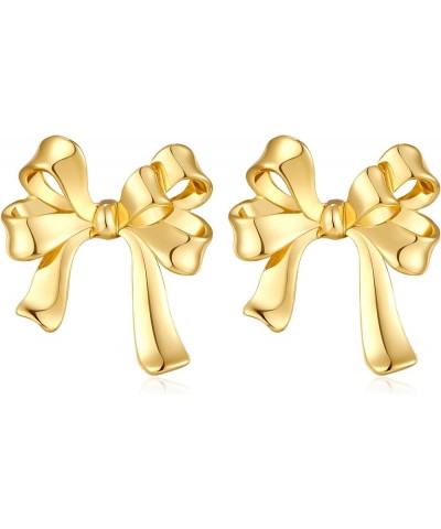 Gold Bow Stud Earrings for Women Fashion Jewelry Gift gold-3 $8.66 Earrings