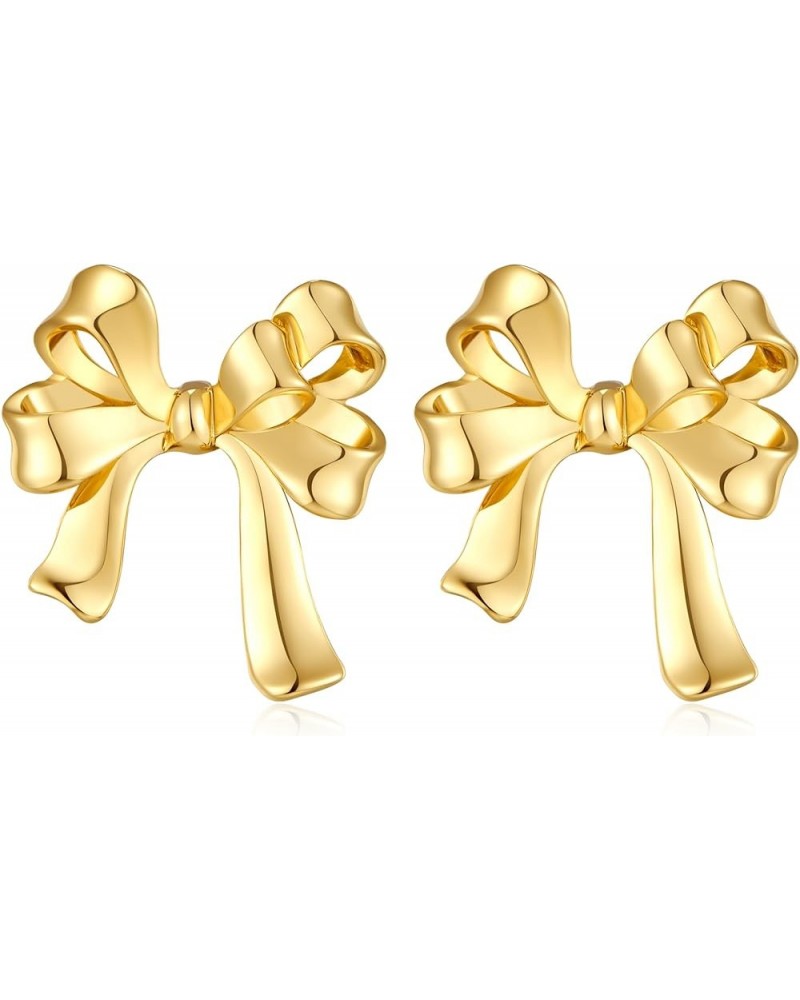 Gold Bow Stud Earrings for Women Fashion Jewelry Gift gold-3 $8.66 Earrings