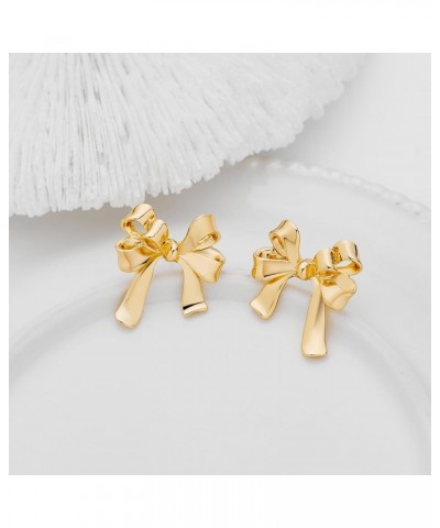 Gold Bow Stud Earrings for Women Fashion Jewelry Gift gold-3 $8.66 Earrings