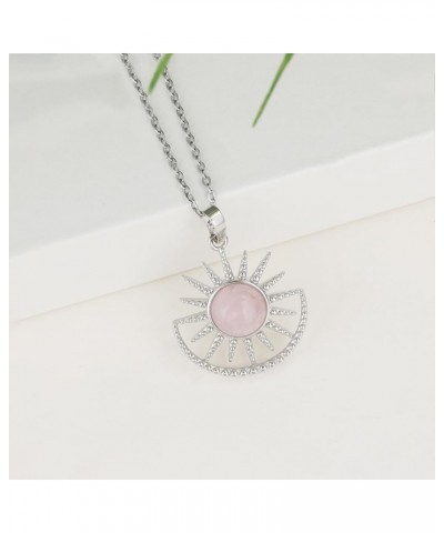 Crystal Sun and Moon Necklace Natural Stone Sun Pendant Necklace Healing Inspiring Gifts for Women Girls Nature Lovers Rose q...