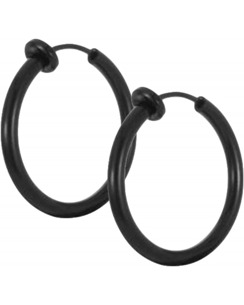 Grunge Silver Non-Pierced Earrings - Clip-On, Hoop, Thin Hoop, Cuff, Lightweight for women 1.6*16mm BLACK $9.90 Earrings