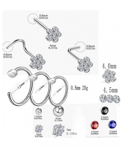 Nose Rings Studs L Nose Rings Screw Nose Rings Nose Bone Studs for Women 18g 20g 22g 14K Gold Plated 21pcs 20g L $10.19 Body ...