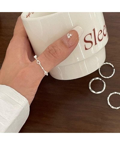 Stacking Rings for Women Stackable Silver Rings for Teen Girls Ring Set Dainty CZ Simulated Diamond Ring Stackable Ring Adjus...