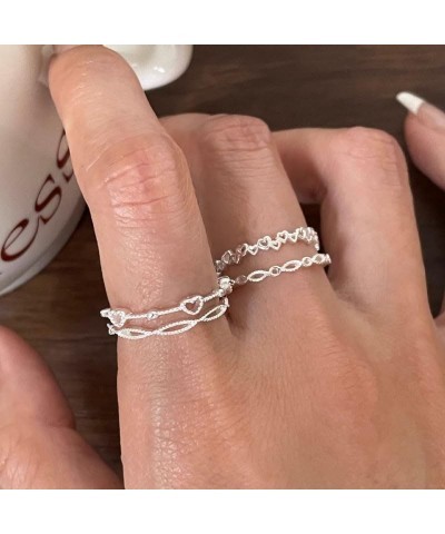 Stacking Rings for Women Stackable Silver Rings for Teen Girls Ring Set Dainty CZ Simulated Diamond Ring Stackable Ring Adjus...