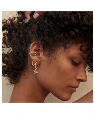 Huggie Earrings for Women Gold Hoop 18K Gold Filled Small Simple Delicate Hypoallergenic Ear Jewelry Rainbow $9.00 Earrings