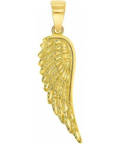 Solid 14k Yellow Gold Textured Angel Wing Charm Pendant with Cable, Curb or Figaro Chain Necklace 18.0 Inches Curb Chain $57....