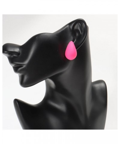 70s 80s Teardrop stud Earrings Colorful Big Tear Earrings Retro Neon Earrings For Women PINK $6.59 Earrings