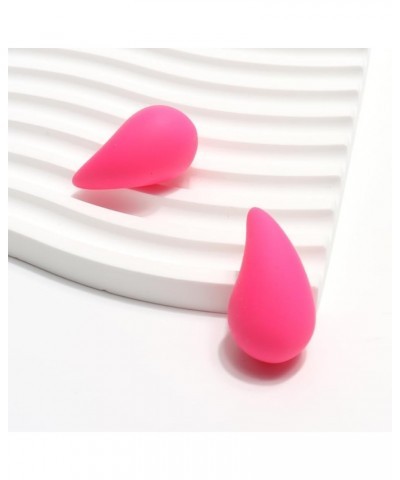 70s 80s Teardrop stud Earrings Colorful Big Tear Earrings Retro Neon Earrings For Women PINK $6.59 Earrings